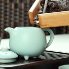 Ru Kiln Porcelain Tea Pot Set-The Queen-A-Sky Cyan-10 Items/Set