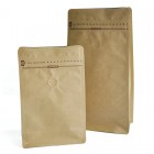 Brown Kraft Paper with Aluminium Foil Lamination Stand-up Tap-open Zipper Pouch/Bag with One-way Degassing Valve
