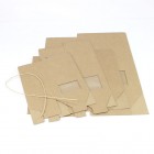 Thick Brown Kraft Paper Folding Gift Box with Rectangular Window Lace-up with Paper Rope-C