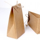 Thick Brown Kraft Paper Folding Gift Pouch/Bag Lace-up with Hemp Rope