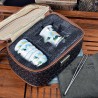 Porcelain and Glass Portable Tea Set-Overglaze Colours-Spring Birds-8 Items/Bag