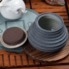Transmutation Glaze Pottery Tea Caddy-Wind Slash-Black Sand