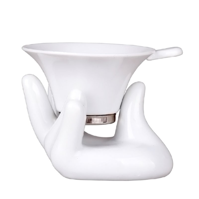 White Porcelain Tea Strainer-Buddha-hand ESGREEN-Enjoy / Slow / Green